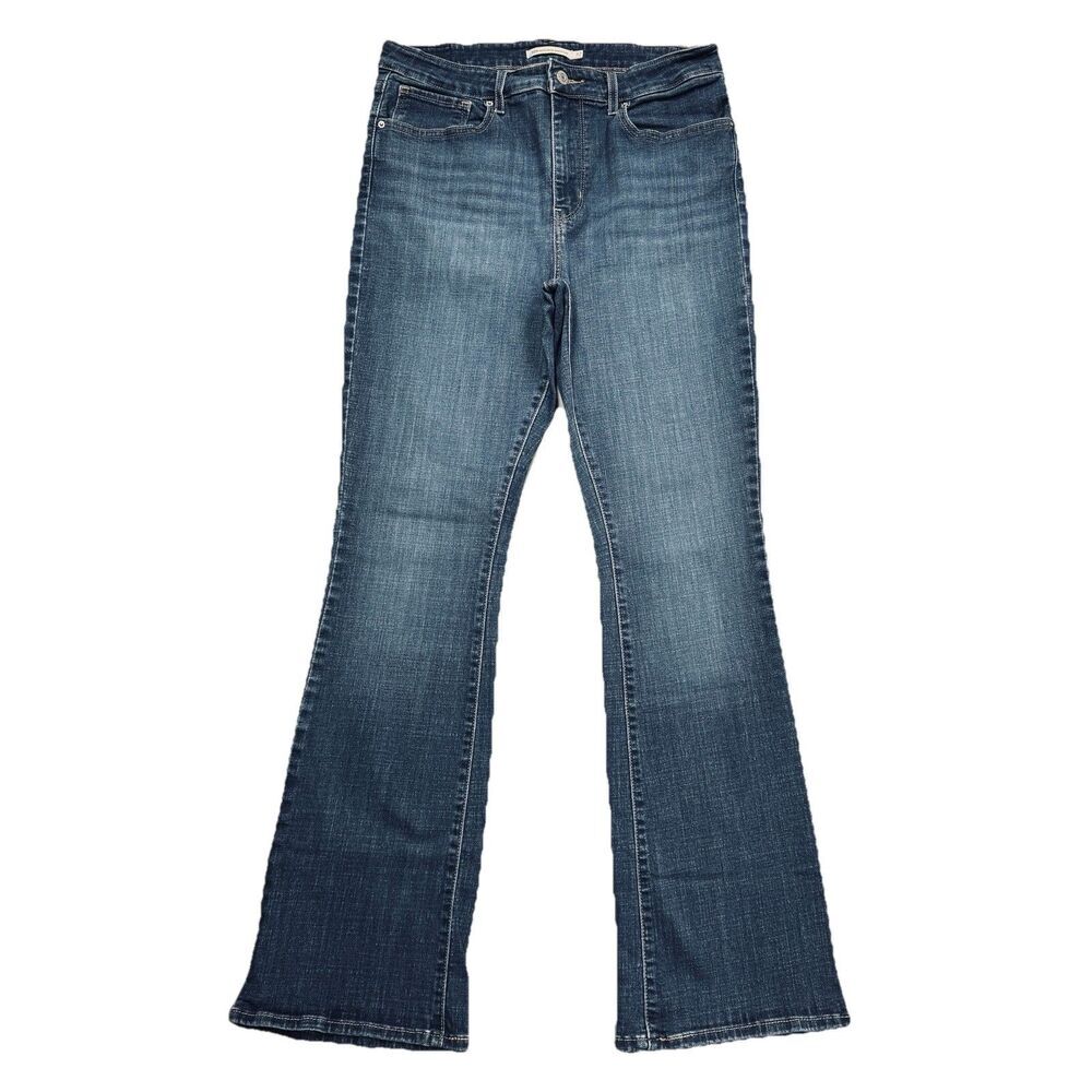 Levis 725 High Rise Bootcut Jeans 32 (31x30.5) Blue Stretch Denim Womens